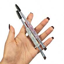 1 Stück funkelnder Strass-Augen-Make-up-Pinsel, erschwingliches tragbares Make-up-Pinsel-Set; enthält doppelseitigen Augenbrauenpinsel, Wimpernkamm, Concealer-Pinsel, Unteraugen-Schattenpinsel, spiralförmigen Augenbrauenkamm, Reise-Essential, Make-up-Werkzeug - Verschiedenfarbig - Übersicht 7