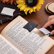 3pcs Solid Color Minimalist Leather Magnetic Bookmarks, Business Style Unisex Double-Sided Bookmark Clips, Gift For Book Lovers, Readers, Teachers, Students, Book Accessories, Coffee Brown And Silver Pattern - Rectangle - View 8
