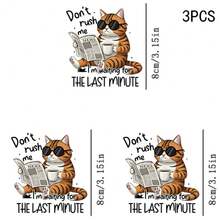 1/2/3PCS Procrastination Fashion Glasses Orange Cat Heat Transfer, Newspaper Reading Coffee Drinking Funny Text "Don't Rush Me I'm Waiting For The Last Minute" Cartoon Pattern Heat Transfer, Vinyl Print, Heat Transfer Sticker, Iron-On Transfer Sticker - Suitable For Pillows, DIY, Backpacks, T-Shirts, Canvas Bags, Hoodies, Jeans, T-Shirts, Clothing, Sewing Supplies - Multicolor - View 8