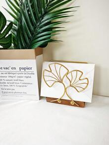 1pc Ginkgo Biloba Decor Napkin Holder, Gold Napkin Storage Rack For Dining Table - Gold - View 11