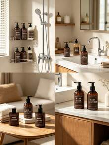36 PCS Black/White Waterproof Bathroom Sticker Labels For Soap Dispenser, Shampoo & Conditioner, Self-Adhesive Decals For Glass Or Plastic Bottles - Multicolor - View 7