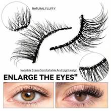 10 Pairs Natural Half-Piece Cat Eye Style False Eyelashes, Fluffy Long 3D Faux Mink Hair False Eyelashes Set, Soft False Eyelash Strips, Suitable For Cosplay And European And American Style Eyelash Extensions - Black - View 2