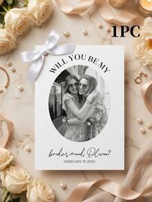 1/3pcs Personalized Will You Be My Bridesmaid Proposal Card, Custom Photo And Text Bridesmaid Card,Customizable Wedding Bridal Party Invitation Card - Multicolor - View 9