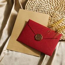 3-Piece Luxury Linen Envelope & Stationery Set With Wax Seal Stamp, Suitable For DIY Gifts, Wedding Invitations And Office Use - 3-piece - View 14
