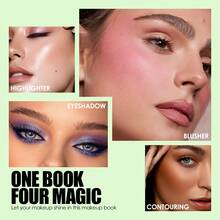 Julystar Dual Page Face Eye Integrated Makeup Palette, Sculpt Contour Flush Blush Luminous Highlight & Multi Tone Eyeshadow, Mild Skin Friendly Formula, Long Lasting Non Creasing On Eyelids - Set - View 5