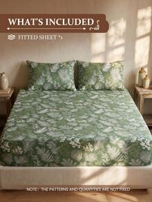 1pc Floral Print Fitted Sheet, Mattress Protector, Mattress Cover, Comfortable Breathable Wrinkle-Resistant, Machine Washable, Single/Double/Queen/King, Dorm Bedding, Suitable For All Seasons And Autumn, Pillow And Pillowcase Not Included, Room Decor, Back To School - Multicolor - View 2