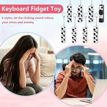 1個壓力緩解鍵盤鑰匙圈－彩色指尖玩具，能有效緩解壓力，亮麗馬卡龍配色，外觀、顏色與設計極具吸引力，非常適合萬聖節、聖誕派對禮物，以及送給朋友的禮物 - 黑與白 - 查看 4