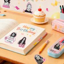 30/20/10pcs Customized Birthday Photo Stickers - Personalized Face Photo With Birthday Age And Name Text Paper Stickers, Suitable For Birthday Party Favor Packaging Stickers, Milestone Party Decoration, 1st 2nd 3rd Birthday Self-Adhesive Stickers - Multicolor - View 7