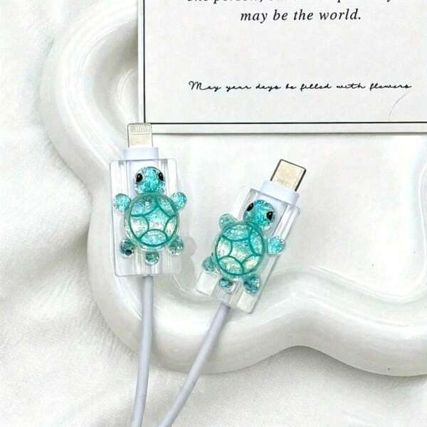 Cute Cartoon High-Quality Turtle Cable Protector, Durable And Wear-Resistant - Suitable Compatible With Apple Charger Grip, Colorful Design, Charging Accessories, Cute Turtle Ornament, Vibrant Protective Case, Gadget Accessories, Fun Little Items, Durable Material, Fun Gadget Protector, Must-Have For Gadget Lovers