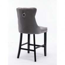 Set Of 2 Bar Stools With Velvet Upholstery / Medieval-Modern Style Bar Stools / Weight Capacity Up To 300 Lbs / High-Elasticity Foam / Suitable For Restaurants Or Kitchens - 灰色 - 查看 6