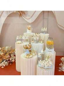 1pc Elegant Wedding Foldable Cylindrical Paper Roman Column, Wedding Display Rack Decoration, Foldable Decor, Perfect For Wedding Dessert Table Scene Decoration, Mall Window Display And Birthday Party Arrangement Decoration - A - View 5