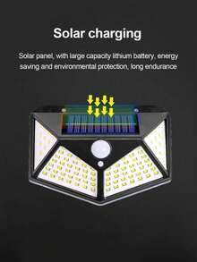 100 LED Solar Lights Outdoor, Super Energy-Saving IPosible Motion Sensor Security Lights, 270° Lighting Range Solar Powered Wireless Waterproof Wall Lights - Black - View 10