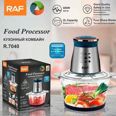 Procesador de Alimentos Multifuncional con Vaso Transparente, Tritura Carne, Verduras, Frutos Secos y Salsas, Diseño Compacto, Visible el Estado de Triturado en Todo Momento, Para Preparación Diaria de Ingredientes