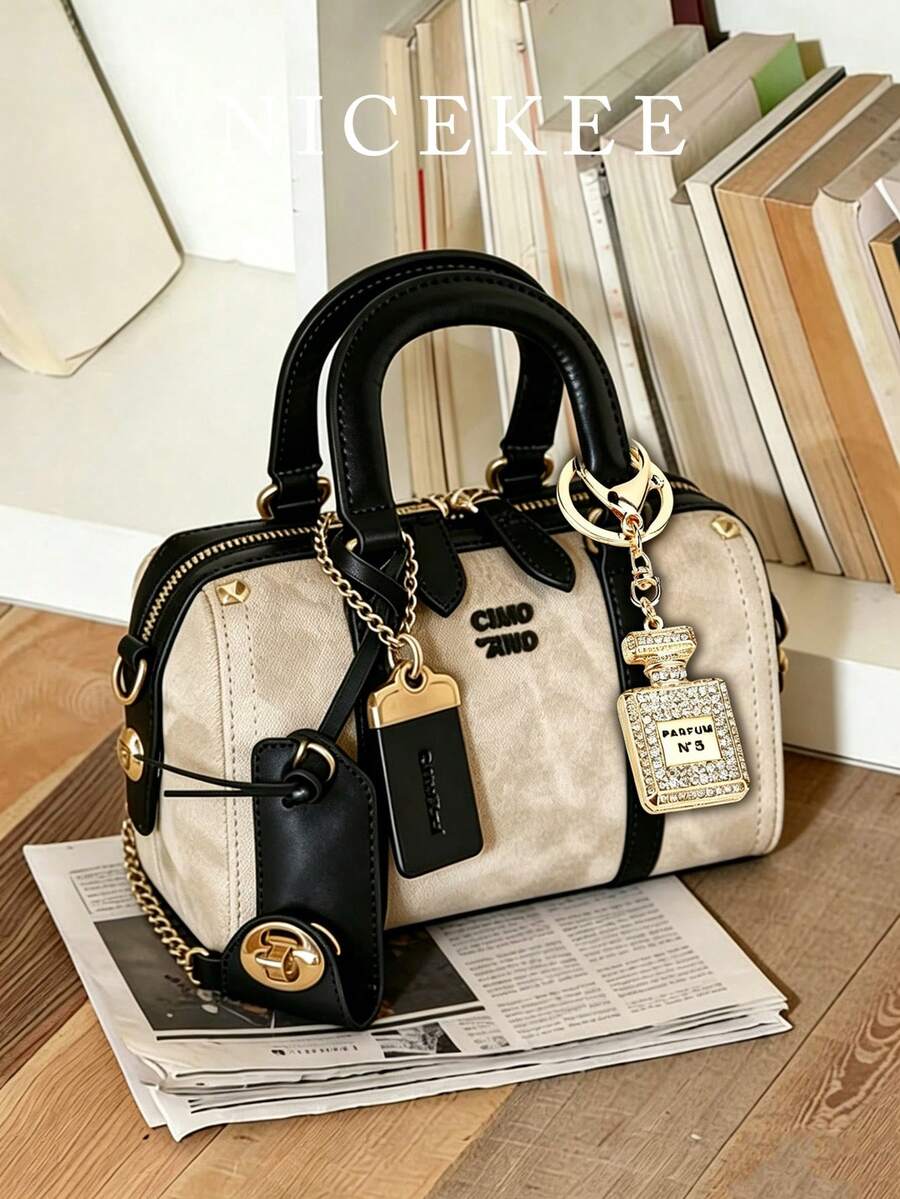 Retro Boston Style Exquisite Shoulder Messenger Bag, Niche Simple Versatile Handbag, Classic Contrast Suitable For Daily Commuting, And So On. - Multicolor - View 1