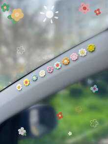 10pcs Flower Shaped Fabric Car Interior Sticker - Multicolor - View 1