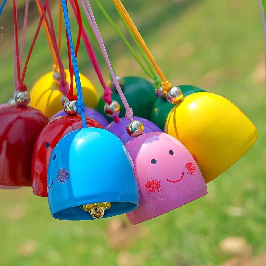 Wind Chime With Accessories, Includes Hanging Rope And Bell, Creative Smiling Face Hanging Wind Chime, Crisp Bell Sound, Metal DIY Material, Holiday Decorative Bell Pendant, Suitable For Outdoor Yard And Home Decor, Ideal Choice For Holiday Decoration And Yard Embellishment
