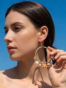 1 Pair Summer Versatile Casual Ocean Style Bohemian Minimalist Vintage Starfish & Shell Earrings - Multicolor - View 4