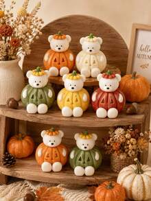 1pc Pumpkin Bear Silicone Candle Mold, Reusable DIY Plaster Resin Soap Making Craft Mold, Halloween Thanksgiving Theme Decorative Handmade Mold - Pumpkin Bear Mold - View 6