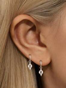 1 Pair S925 Sterling Silver Marquise Zirconia Pendant Short Tassel Earrings, Minimalist Elegant Chic Ins Cold Style Niche Earrings, Suitable For Women Commuting, Party, Daily Casual, Versatile High-End Exquisite Jewelry Fashion Gift - Tassel - View 12