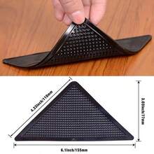 4/8pcs Triangle Carpet Non-Slip Stickers, Washable And Reusable Carpet Grippers, Non-Slip Rubber Pads, Patch Tape For Tile Floor Carpet Corners - Black - View 2