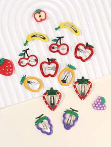 12pcs/4pcs Multicolor Cute Fruit Hair Clips, Cute Metal Side Clips And BB Clips, Crocodile Clips, Suitable For Girls And Teenagers Cute Hair Accessories Gift, Daily And Summer Vacation Wear - Multicolor - View 4