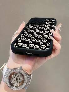 LITEWE 1pc Hot-Selling Skull Pattern, Black Matte Soft Shell Full Coverage Protective Case With Camera Protection, Dustproof And Waterproof, Compatible With IPhone 17/17Pro/17ProMax/16/15/14/13/12/11/Pro/ProMax/X/XR/XS/XSMAX/7/8/PLUS And Galaxy S20/S21/S22/S23/S24/S25/26PLUS/ULTRA Series - Black - View 6