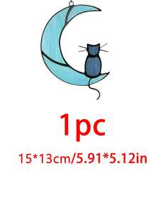 1 pieza Adorno colgante de ventana con gato en la luna, decoración del hogar para ventana interior y porche, decoración de fiesta, regalo único y creativo para amantes de gatos y dueños de mascotas, regalo de cumpleaños y festivo, regalo decorativo para familia, amigos, hogar, dormitorio, porche y jardín - Dos gatitos - Ver 8