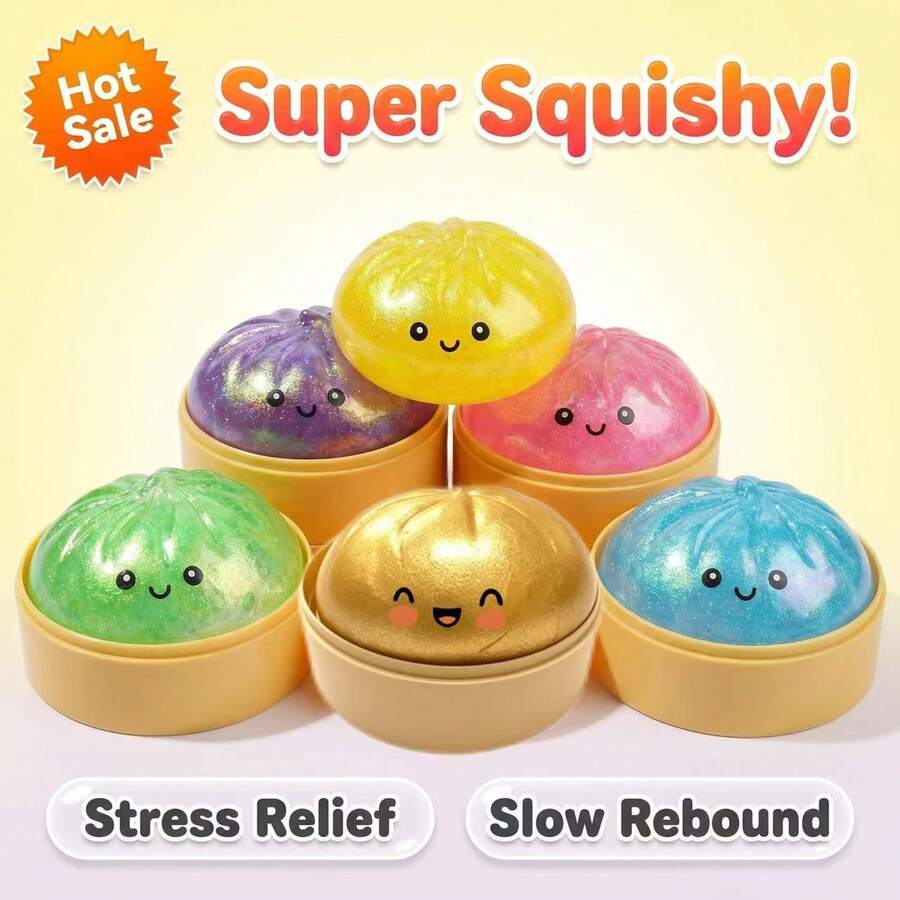 1pc Random 5.5cm Dumpling Squishies, Glitter Dumpling Squishy, Anxiety Relief Fidget, Soft Squeeze Dough Squishy Toys Crunchy Squishy 441671233 Crunchy Butter Squishy - Multicolor - View 1