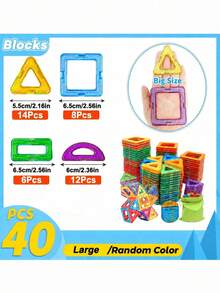 Magnetic Building Blocks Set STEM Montessori Sensory Construction Toy 3D Creative Educational Magnetic Tiles Suitable For 3+ Years Old Toddlers Children Boys Girls Halloween Christmas Birthday Party Gift Vibrant Random Color - Multicolor - View 13