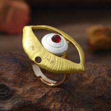 1pc Quirky Eye Ring, Creative Drip Oil Eyeball Knuckle Ring, Vintage Bohemian Style, Travel Vacation Accessory - Multicolor - View 12