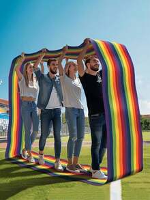 Rainbow Fabric Team Walking Mat, Outdoor Collaborative Game, Team Building Coordination Training Toy For Teens And Adults, Colorful Group Activity Equipment, Party Sports Meet Camping Sports Game Gift, Suitable For Boys, Girls And Families - Multicolor - View 6