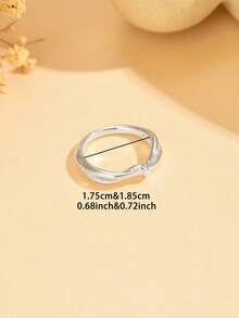 1 pieza Anillo de nudo minimalista y versátil de moda para mujeres, adecuado para uso diario - Plateado - Ver 8