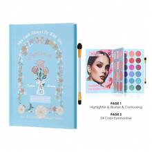Julystar Dual Page Face Eye Integrated Makeup Palette, Sculpt Contour Flush Blush Luminous Highlight & Multi Tone Eyeshadow, Mild Skin Friendly Formula, Long Lasting Non Creasing On Eyelids - Set - View 13