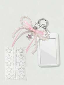 Y2K Card Holder Pendant, Free DIY Stickers, Cute Portable Card Holder With Pearl Bow Pendant, Rhinestone Decorated ID Card Holder, Card Holder Bag Keychain, Credit Card Holder, Multi-Functional Cartoon ID Holder, Suitable For School/Work/Office/Daily Use, Unique Birthday Gift, Teacher Gift, Party Gift, Vacation Gift, Back To School Gift - Multicolor - View 13