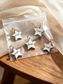 Personalized Laser Engraved Logo Tag, Customized Star/Heart Shaped Necklace Gold Plated Pendant, Jewelry Personalized Tag, Customized Tag With Jump Ring - Multicolor - View 7