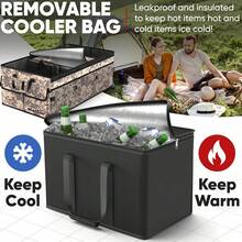 FORTEM Car And SUV Trunk Organizer - Car Storage Organizer - Large Foldable Box With 2 Compartments - Non-Slip Base - Adjustable Straps - Removable Lid (Black) - 沙漠迷彩 - 查看 2
