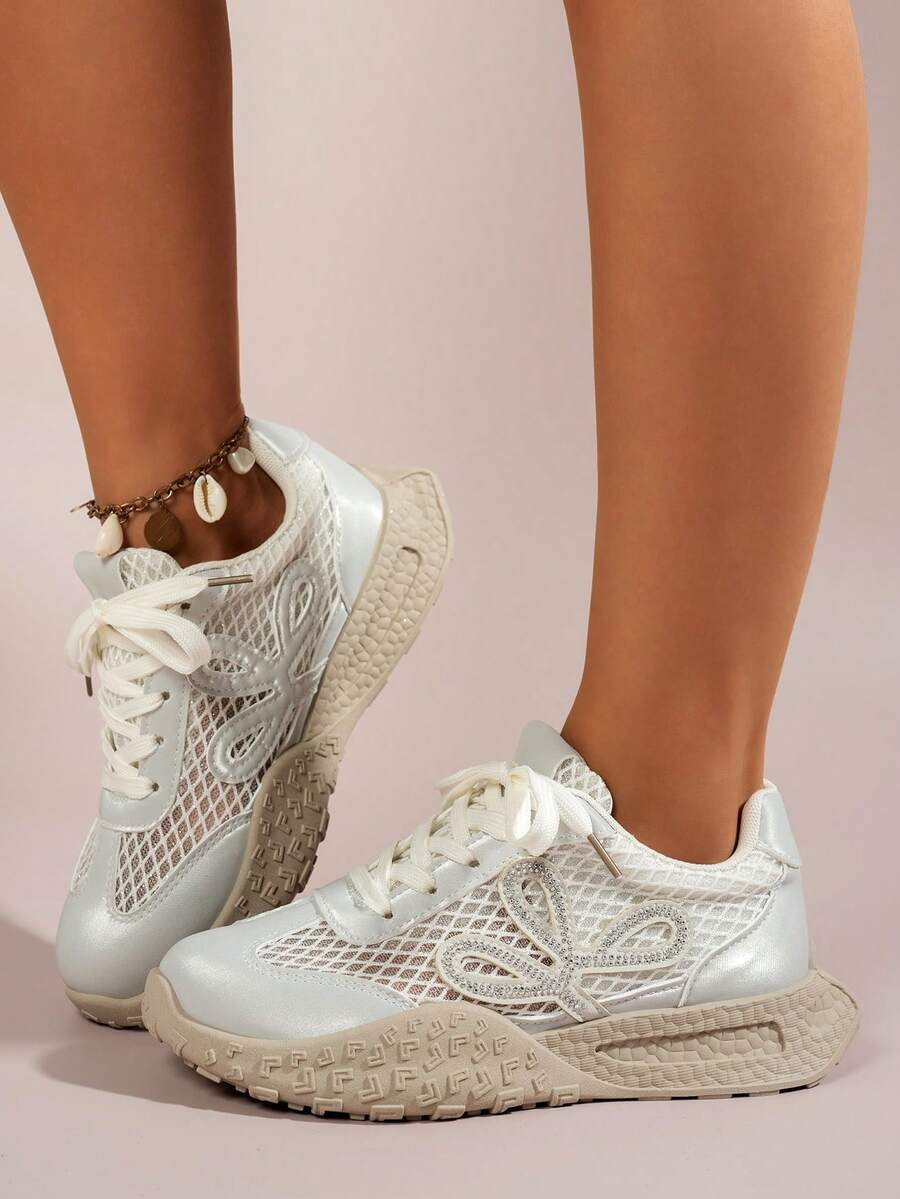 Super Populares Zapatillas Deportivas de Suela Gruesa con Aumento de Altura, Parte Superior Suave, Nuevas para Primavera/Verano 2026, Zapatillas de Running Transpirables de Malla para Mujer, Zapatos Deportivos Casuales - Plateado - Ver 1