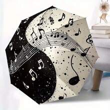 1pc Tai Chi Musical Note Automatic Folding Umbrella: Portable 8-Rib Design For Outdoor Travel, Perfect For Casual Outings, An Excellent Gift For Friends And Family On Christmas Or Birthdays - Multicolor - View 7