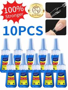 GELPOLISH 10PCS 20G Super Strong Nail Glue For Acrylic Nails,Nail Tips, Press On Nails,Fake Nails, Salon Quality Brush On Nail Glue Easy Application Long-Lasting False Nail Glue - 20g Blue Bottle - View 8