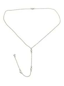 1pc Elegant Fashion Glass Rhinestone Chain Silver Back Necklace, Suitable For Women Girls Holiday Party, Vacation, Wedding, Party, Daily Wear Accessory - Silver - View 5
