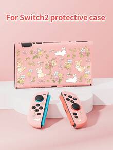 Conejo de dibujos animados lindo, flor de rosa francesa, patrón de lazo Funda protectora para Switch/Switch 2da generación/Carcasa protectora transparente con brillo, compatible con el nuevo Switch 2 (2025)/Switch NS/Switch OLED/Lite, adecuada y compatible con accesorios de consola de juegos Switch, juego completo, bolsa de almacenamiento, carcasa base con ranura para tarjeta, caja de almacenamiento de tarjetas de juego, funda protectora para Switch, mejor regalo compatible con jugadores de Switch - Multicolor - Ver 5