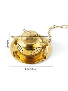 1pc Teapot With Lid, 304 Stainless Steel Tea Strainer, Office Tea Brewing Utensil, Tea Leaf Filter, All-In-One Tea Strainer - Multicolor - View 8