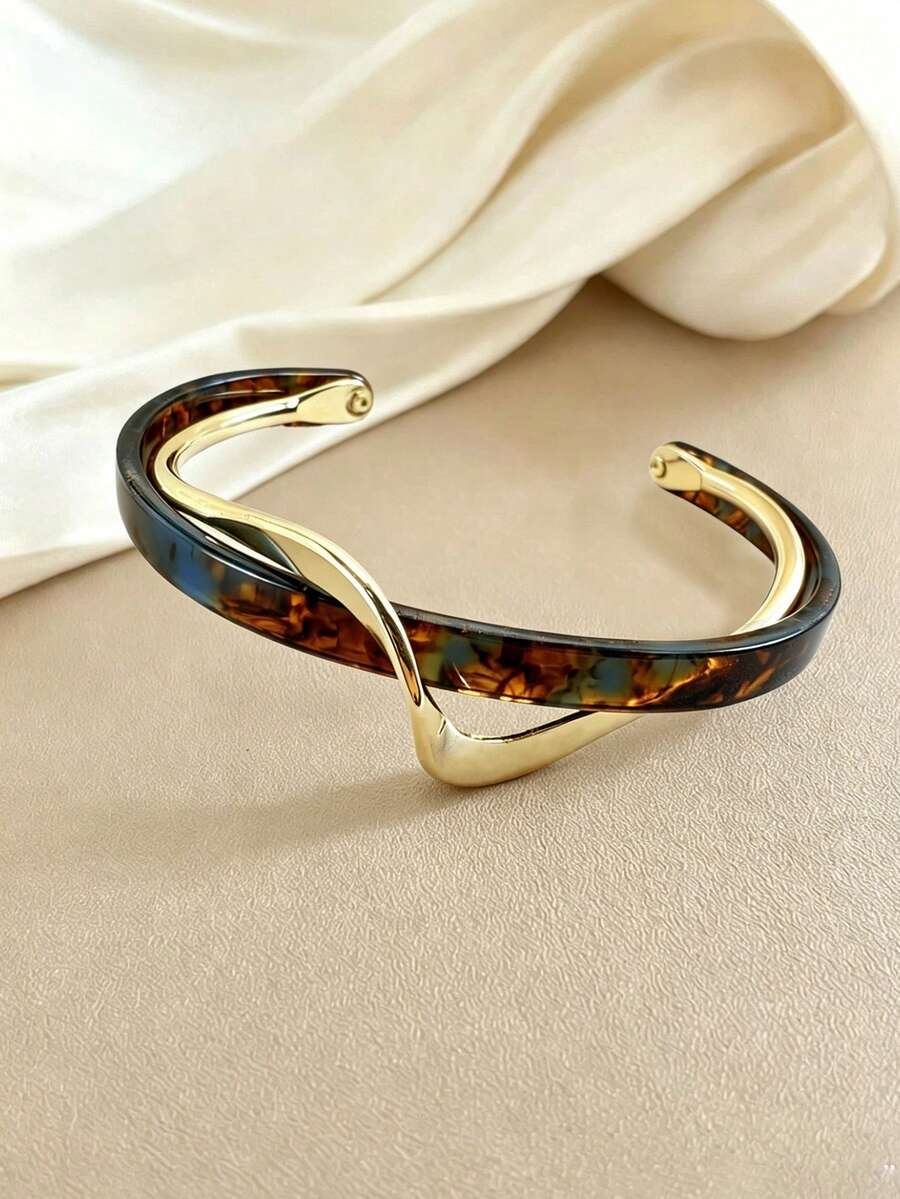 1 chiếc vòng tay sóng Polyresin thời trang, vòng tay cá nhân hóa độc đáo, thiết kế đơn giản thanh lịch cao cấp, không thể điều chỉnh, phù hợp cho phụ nữ đeo hàng ngày và lễ hội - Nhiều màu - Xem 1