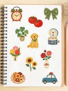 50 piezas de pegatinas de objetos pequeños dibujadas a mano, regalo de decoración de dibujos animados, scrapbooking, portátil, equipaje, guitarra, funda de teléfono, calcomanías DIY, útiles escolares - A - Ver 5