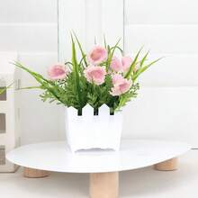 1pc 7.8inch(H) Artificial Flower Pot Home Living Room Bedroom Bathroom Dining Room Tabletop Decor Wedding Party Scene Decoration - Multicolor - View 10