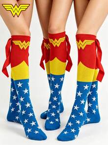 Warner Bros 1 Pair Unisex European & American Style Star Pattern Knee-High Socks, DIY Design, Suitable For Independence Day, Halloween, Holidays And Couples Wear - Multicolor - View 10