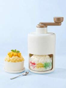 手動刨冰機 便攜式手搖雪花冰機 家用刨冰機 適合 DIY 刨冰、牛奶冰淇淋、夏季自製冰凍甜點，夏季必備冷卻設備，派對熱門款 - 白色 - 查看 2
