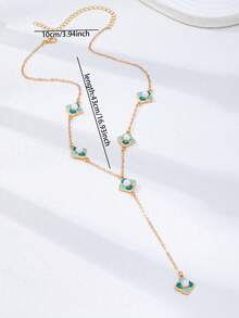 Set Perhiasan Wanita Motif Daun Semanggi Enamel Antik, Kalung, Gelang, Cincin, dan Anting-anting Mutiara Imitasi Berlapis Emas, 5 Buah Aksesori Serasi - MultiWarna - View 9