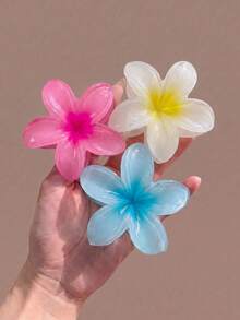 1/2/3pcs Hibiscus Jelly Color Hair Clips, Lightweight Plastic Material, Hair Accessories, Suitable For Daily, Casual, Party, Beach Vacation, Summer Essential - Multicolor - View 5
