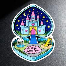1/2/5pcs "Do It For Little You" Sticker,Cute Heart Locket Princess Castle Design, Cute Funny Durable Sticker,Girls Aesthetic Decor,Perfect For Laptop ,Notebook, Cup ,Desk ,Luggage - A - View 6